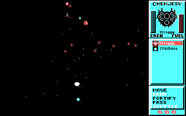 Star Control IBM PC/Compatibles Screenshot: Full game start; it's the Alliance team's turn.
