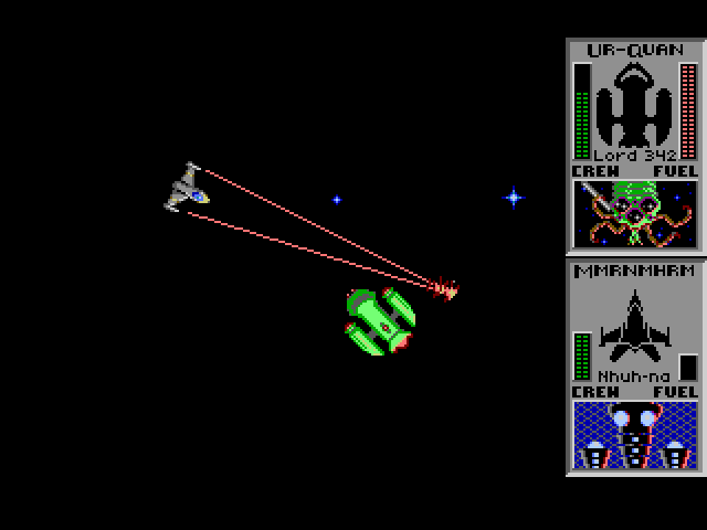 Star Control Sega Genesis / Mega Drive Screenshot: Dodging laser fire...