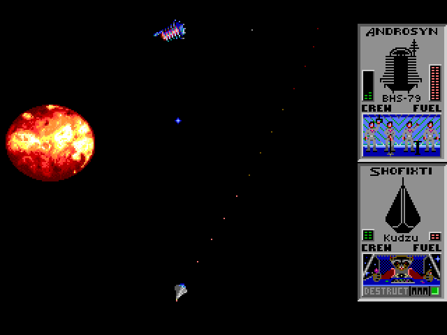 Star Control Sega Genesis / Mega Drive Screenshot: Careful! Don't crash into planets during battles...