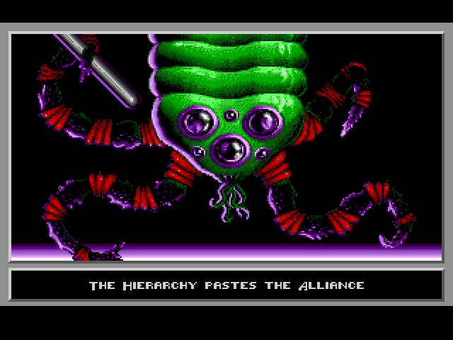 Star Control Sega Genesis / Mega Drive Screenshot: The Hierarchy pastes the Alliance.