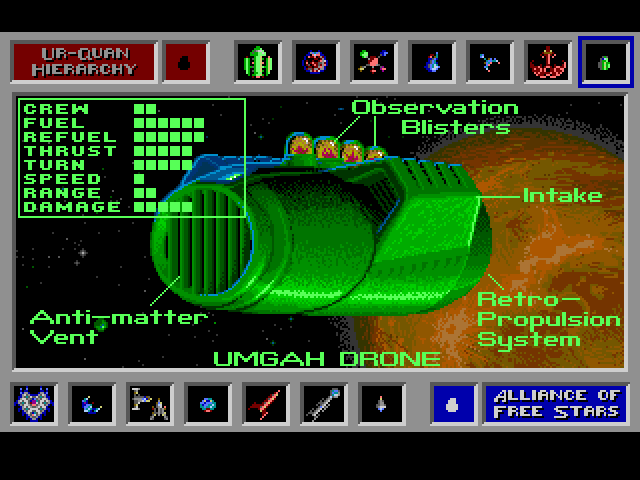 Star Control Sega Genesis / Mega Drive Screenshot: More information on one of the ships...