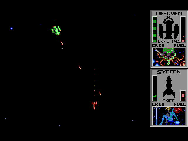 Star Control Sega Genesis / Mega Drive Screenshot: The screen starts to zoom out when ships are further apart.