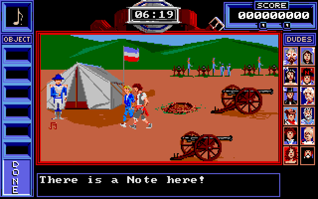 Bill & Ted's Excellent Adventure IBM PC/Compatibles Screenshot: There is a note here!