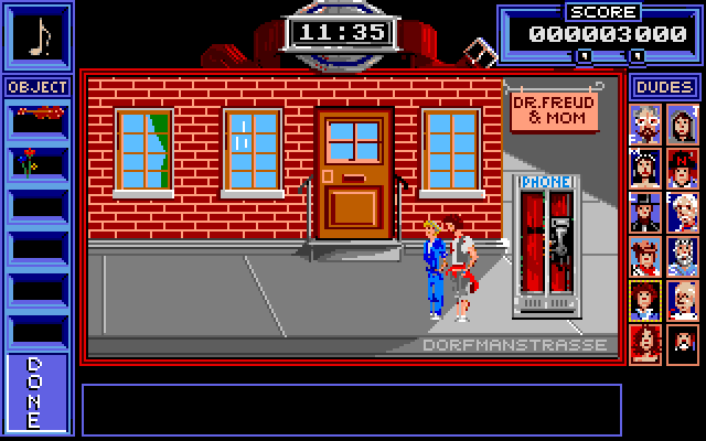 Bill & Ted's Excellent Adventure IBM PC/Compatibles Screenshot: Outside Dr. Freud's...