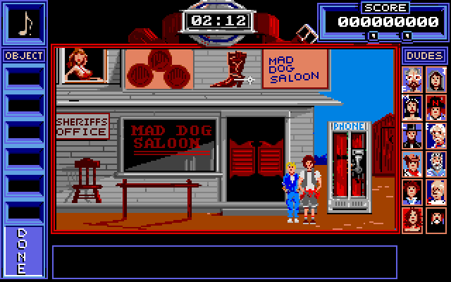 Bill & Ted's Excellent Adventure IBM PC/Compatibles Screenshot: Outside the Mad Dog Saloon...
