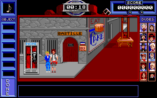 Bill & Ted's Excellent Adventure IBM PC/Compatibles Screenshot: At the Bastille.