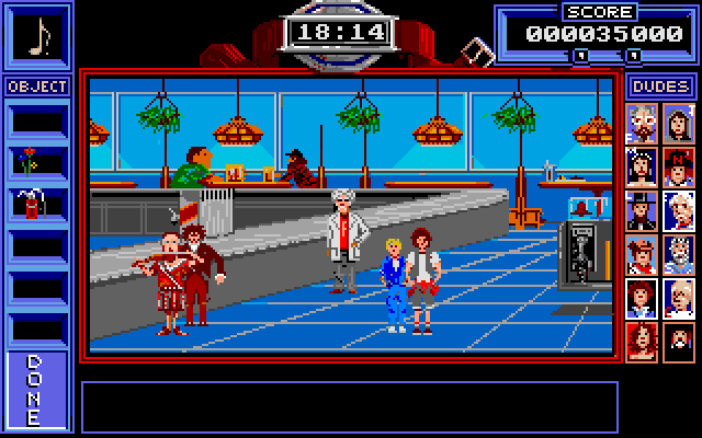 Bill & Ted's Excellent Adventure IBM PC/Compatibles Screenshot: The dudes you've captured hang out at the mall.