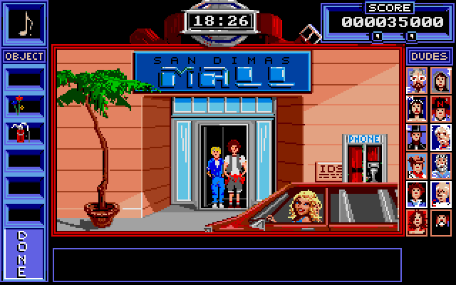 Bill & Ted's Excellent Adventure IBM PC/Compatibles Screenshot: Ready to head to school?