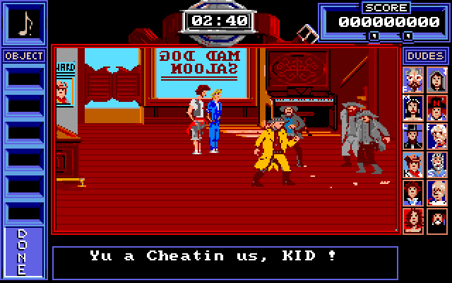 Bill & Ted's Excellent Adventure IBM PC/Compatibles Screenshot: Looks like a fight!