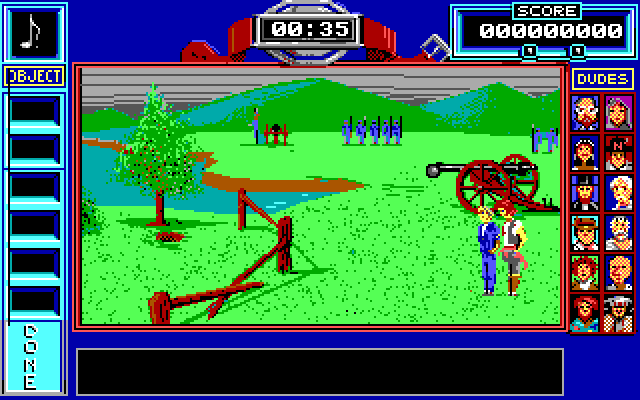 Bill & Ted's Excellent Adventure IBM PC/Compatibles Screenshot: Dodge cannonballs in this action sequence.