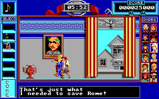Bill & Ted's Excellent Adventure IBM PC/Compatibles Screenshot: Nero needed a fiddle...