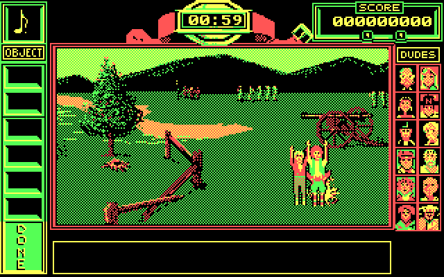 Bill & Ted's Excellent Adventure IBM PC/Compatibles Screenshot: Careful, don't get hit by cannonballs in this sequence.