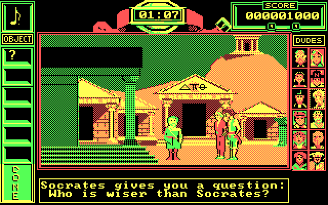 Bill & Ted's Excellent Adventure IBM PC/Compatibles Screenshot: Socrates has a question for you.