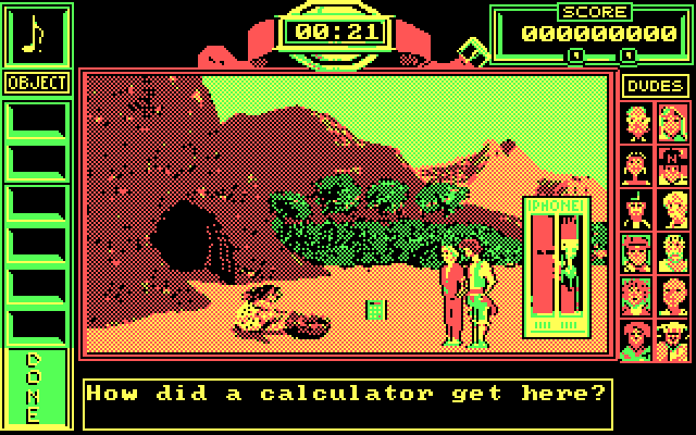 Bill & Ted's Excellent Adventure IBM PC/Compatibles Screenshot: Why is a calculator here?