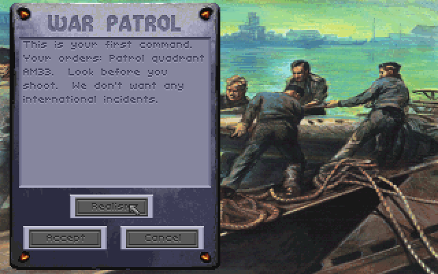Aces of the Deep IBM PC/Compatibles Screenshot: About your first command...