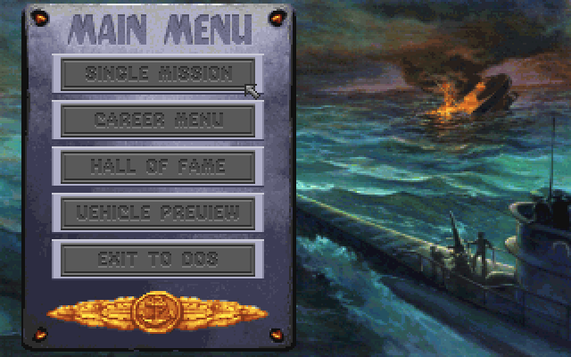 Aces of the Deep IBM PC/Compatibles Screenshot: The main menu.