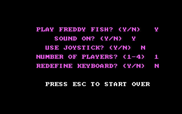Freddy Fish IBM PC/Compatibles Screenshot: Game options.
