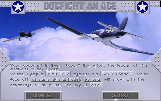 Aces of the Pacific IBM PC/Compatibles Screenshot: Dogfight an ace overview.