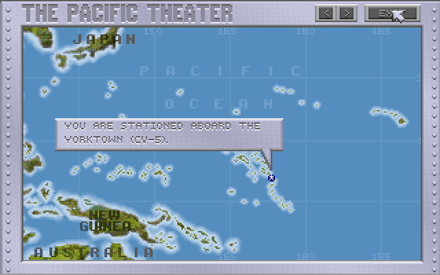 Aces of the Pacific IBM PC/Compatibles Screenshot: Starting a career stationed here...