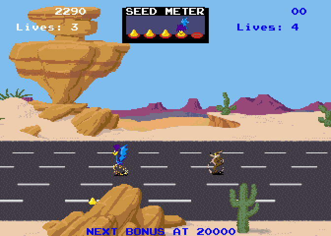 Road Runner Arcade Screenshot: Don't run past the seed...