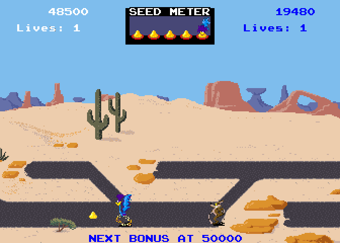 Road Runner Arcade Screenshot: Start of level 3.