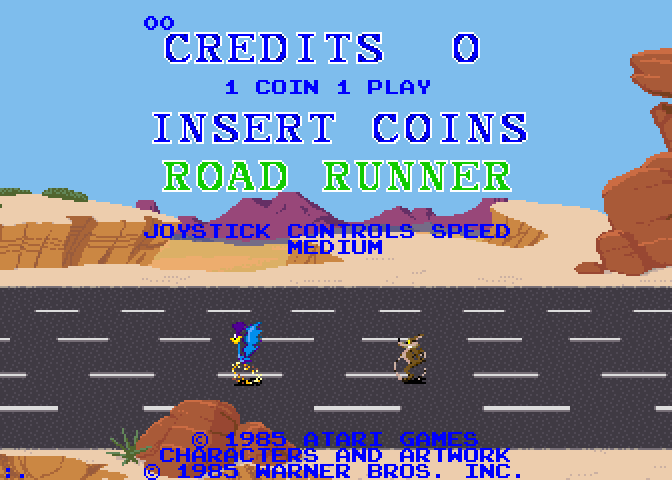 Road Runner Arcade Screenshot: Game attract mode.