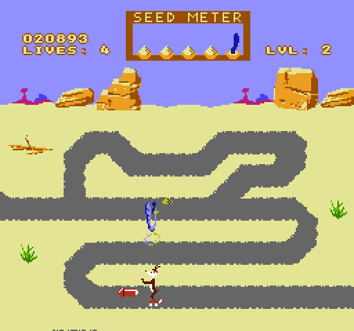 Road Runner NES / Famicom Screenshot: The road is even narrower on the second level.