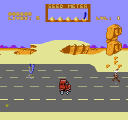Road Runner NES / Famicom Screenshot: Don't get run over by trucks!