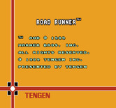 Road Runner for NES / Famicom - Credits screen.