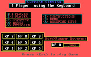 Road Runner for IBM PC/Compatibles - Game options.
