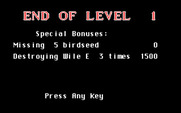 Road Runner for IBM PC/Compatibles - End of the first level.