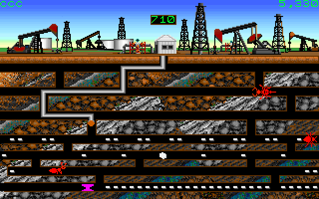 Oil's Well IBM PC/Compatibles Screenshot: Only a little oil left to get...