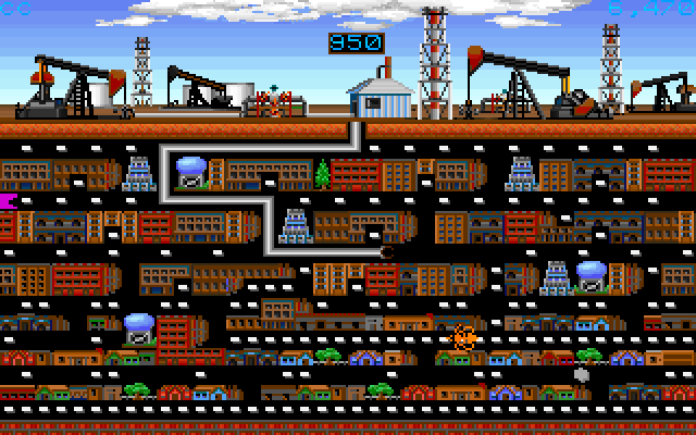Oil's Well IBM PC/Compatibles Screenshot: Each level increases the complexity of the maze.