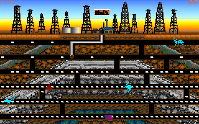 Oil's Well IBM PC/Compatibles Screenshot: Beginning the first level.
