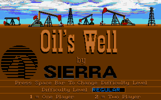 Oil's Well IBM PC/Compatibles Screenshot: Title screen.