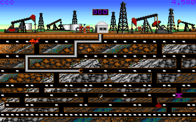 Oil's Well IBM PC/Compatibles Screenshot: Start of the second level.