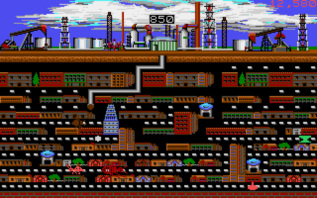 Oil's Well IBM PC/Compatibles Screenshot: The maze increases in complexity.