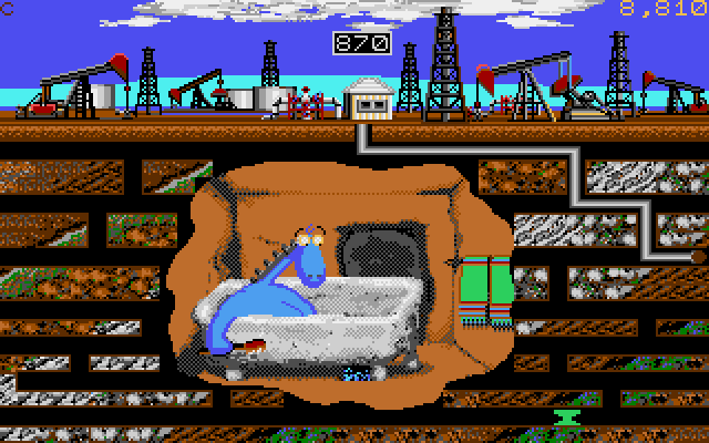 Oil's Well IBM PC/Compatibles Screenshot: Trouble in the bath tub!
