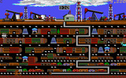 Oil's Well for IBM PC/Compatibles - Collecting the difficult to reach oil at the bottom of the screen.