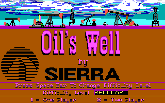 Oil's Well IBM PC/Compatibles Screenshot: Title screen.