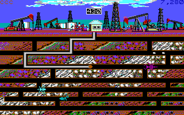 Oil's Well IBM PC/Compatibles Screenshot: Almost done with this level!