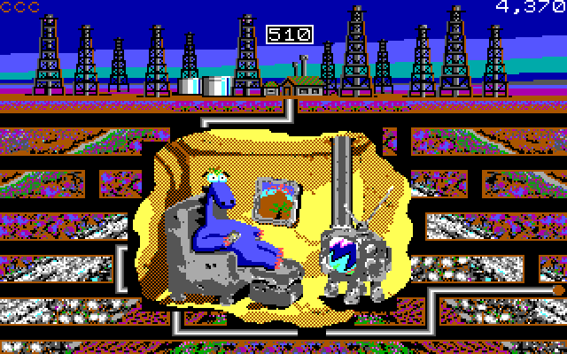 Oil's Well IBM PC/Compatibles Screenshot: There is a short animated cartoon between each level.