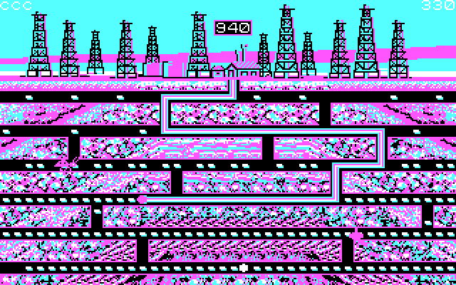 Oil's Well IBM PC/Compatibles Screenshot: Gameplay on the first level.
