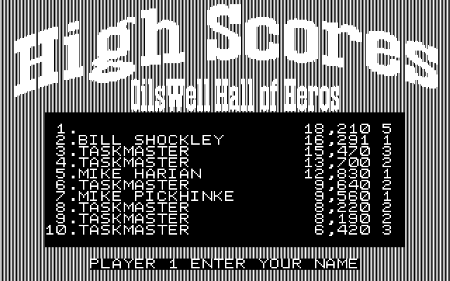 Oil's Well IBM PC/Compatibles Screenshot: High score table.