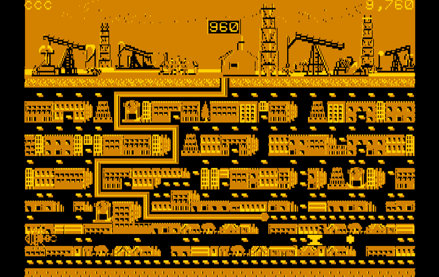 Oil's Well IBM PC/Compatibles Screenshot: The mazes increase in complexity as the game progresses.