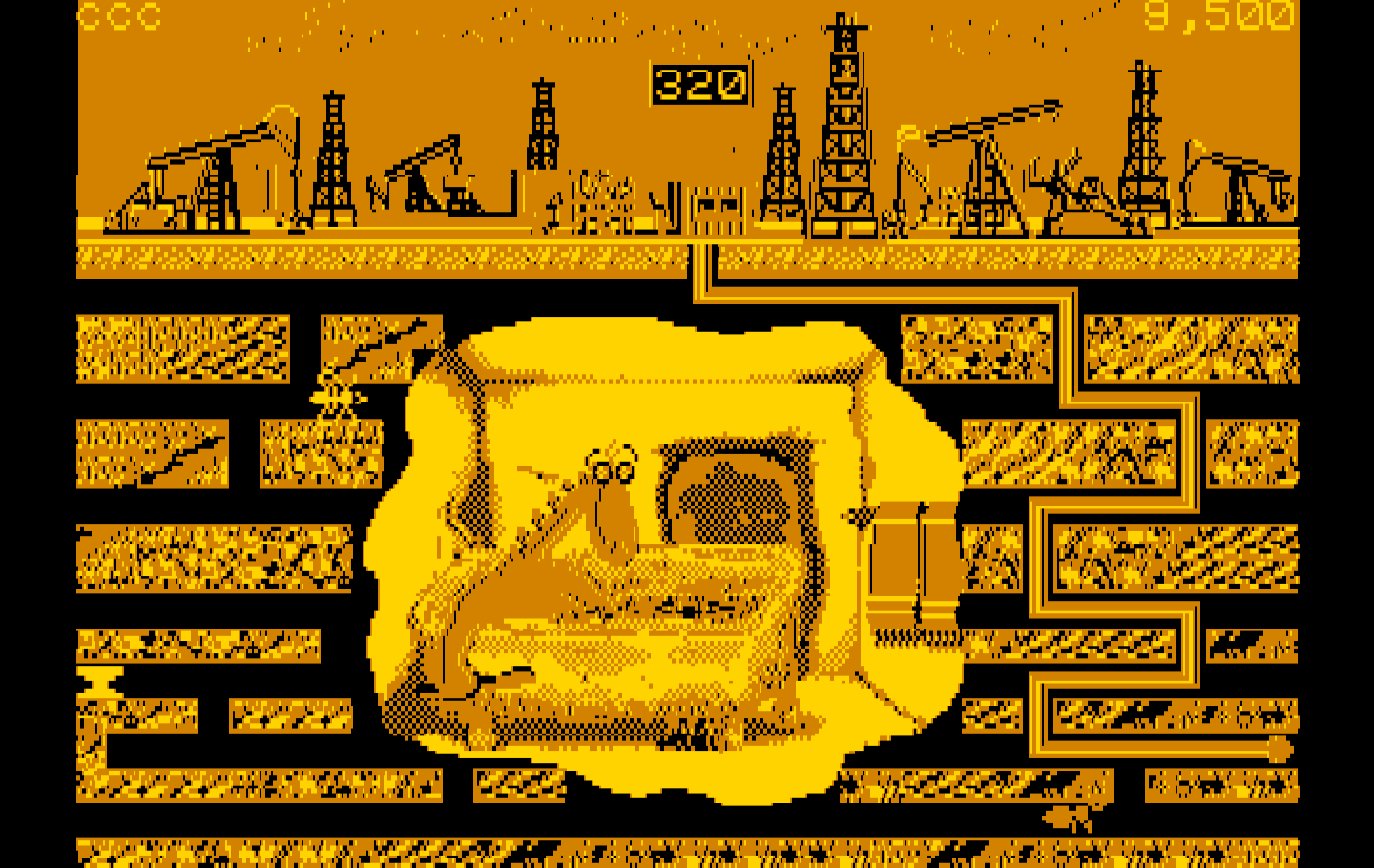 Oil's Well IBM PC/Compatibles Screenshot: There is a short animated cartoon between each level.