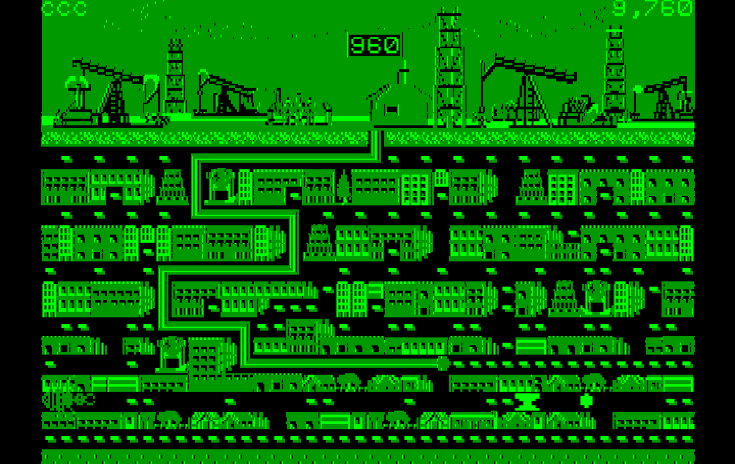 Oil's Well IBM PC/Compatibles Screenshot: The mazes increase in complexity as the game progresses.