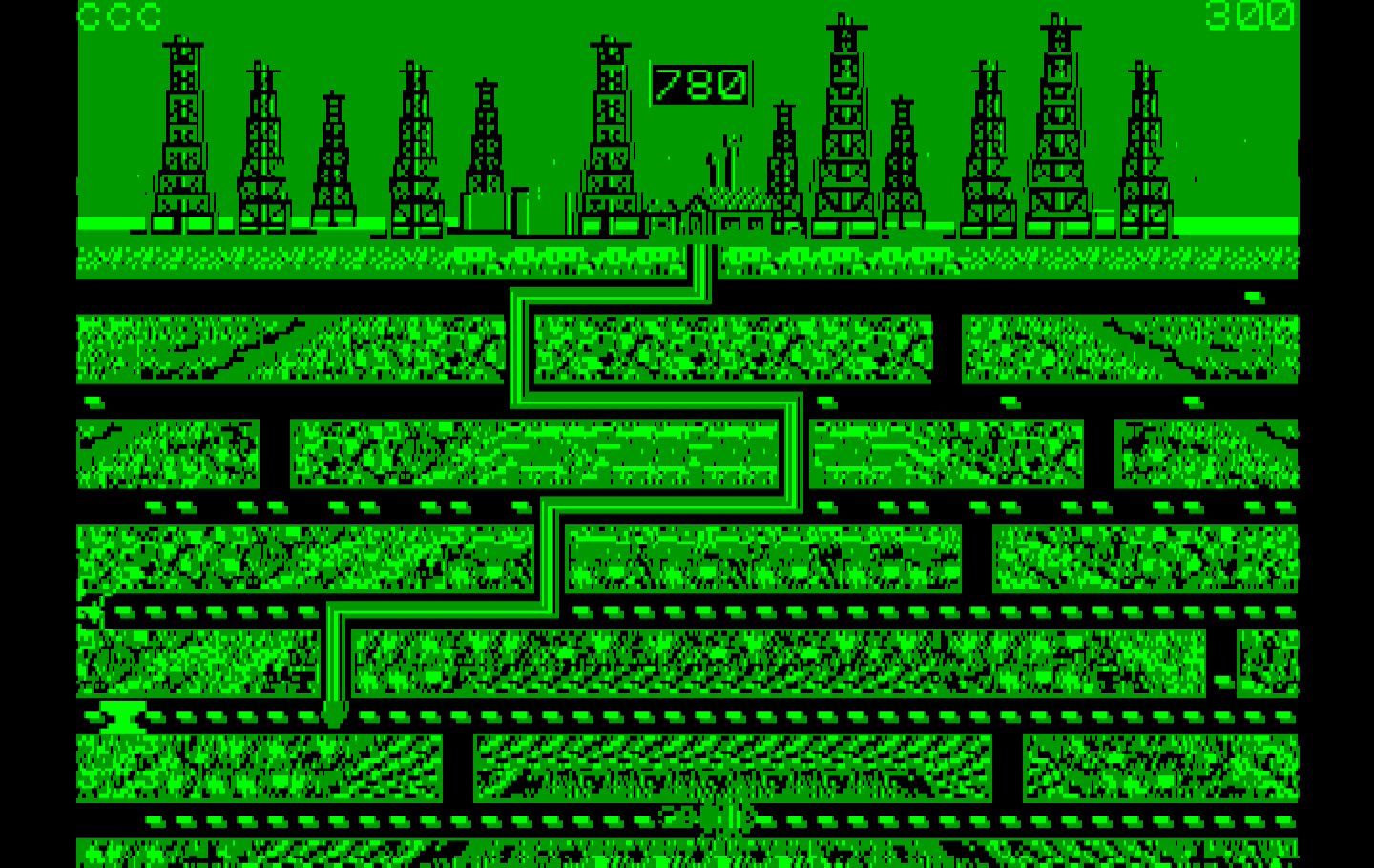 Oil's Well IBM PC/Compatibles Screenshot: Beginning the first level.