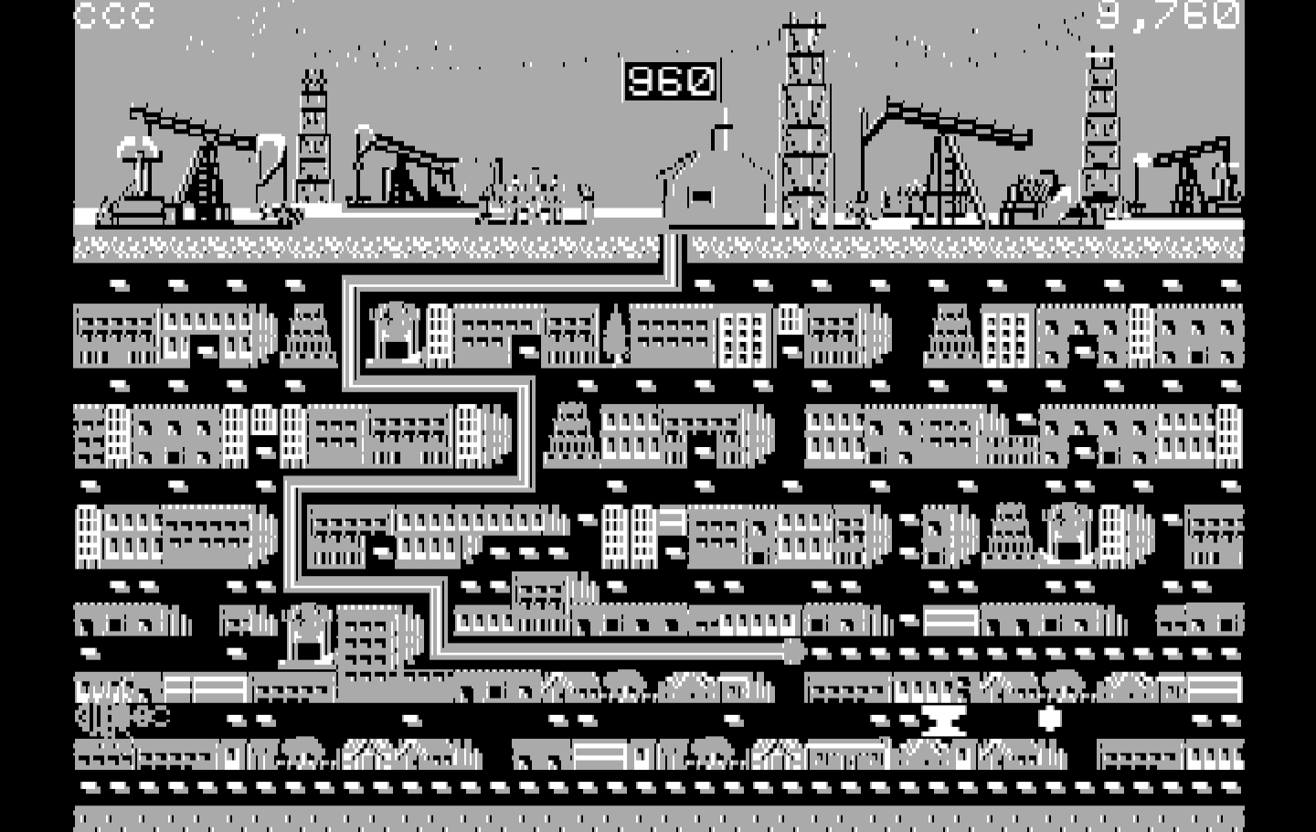 Oil's Well IBM PC/Compatibles Screenshot: The mazes increase in complexity as the game progresses.