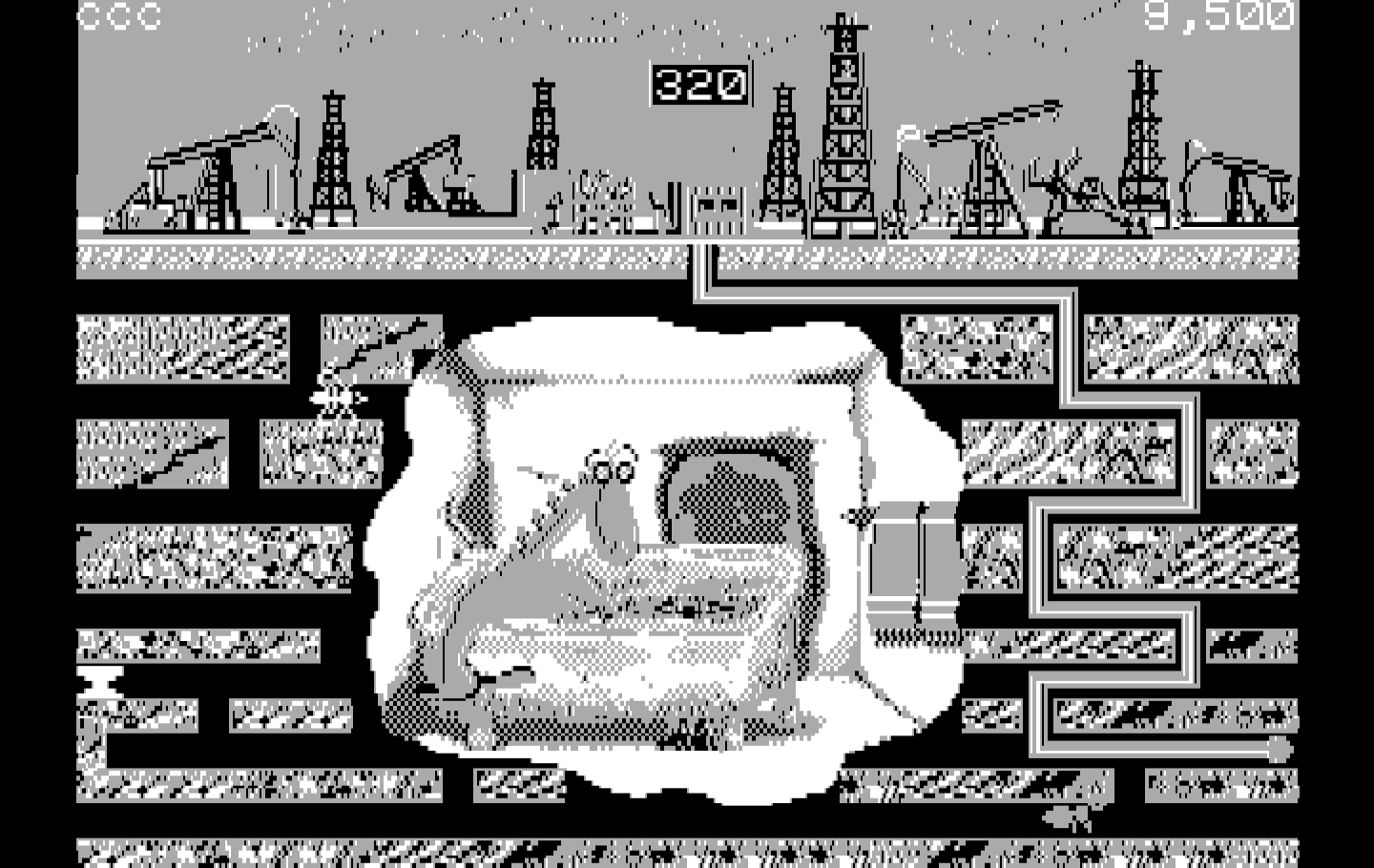 Oil's Well IBM PC/Compatibles Screenshot: There is a short animated cartoon between each level.